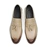 Men's Tassels Loafers Cowhide Retro Moccasins Slip On Business Casual Leather Shoes,Grey,8 #5