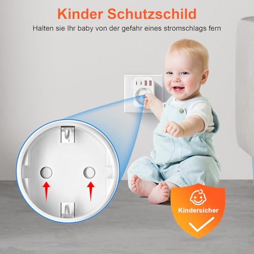 USA Adapter Steckdose, 5-In-1 Adapter USA Deutschland Stecker mit 1 AC 2 USB-C 2 USB-A (3.4A), EU to US Reiseadapter für Amerika Kanada Thailand Mexiko (White/Typ B)