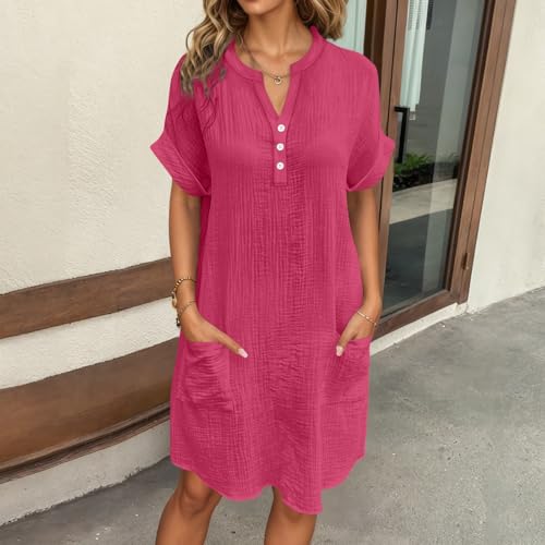 Robe décontractée fluide rose pour masquer les rondeurs au bureau