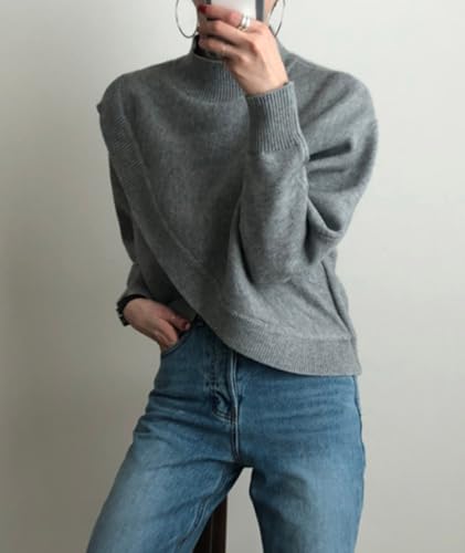 xxxiticat Women's Turtleneck Cropped Sweater Batwing Sleeve High Neck Asymmetric Arm Warmer Shrug Pullover Sweater2