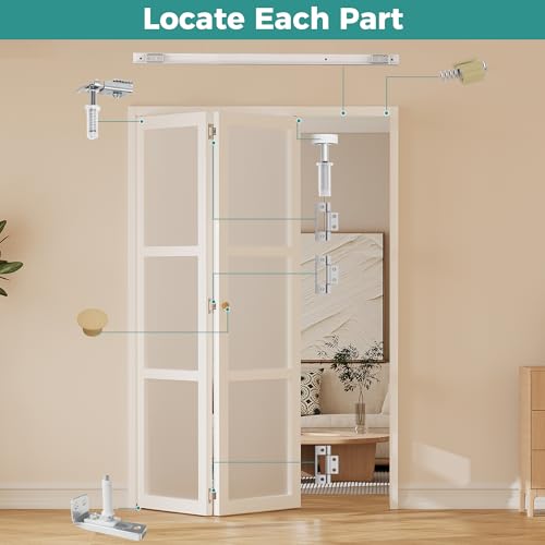 Image of Closet Bifold Door Hardware & 30 Inch Track Kit, Folding Bi-Fold Door Rail