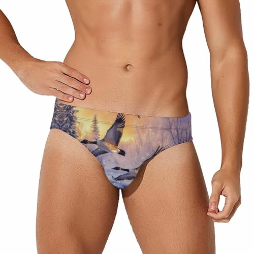 Canadian Flight Bird Geese Men's Swim Trunks Briefs Swimsuit Swimwear Bathing for Underwear Beach