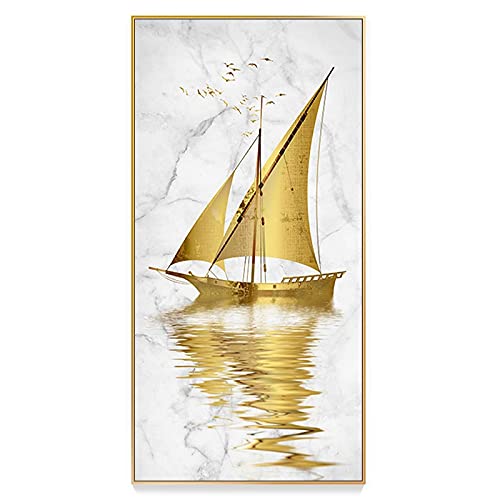 Peinture diamant 5D voilier d'or en strass de cristal pour grand tableau