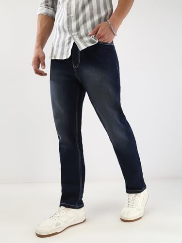 Image of Urbano Fashion Men's Straight Fit Washed Jeans Stretchable