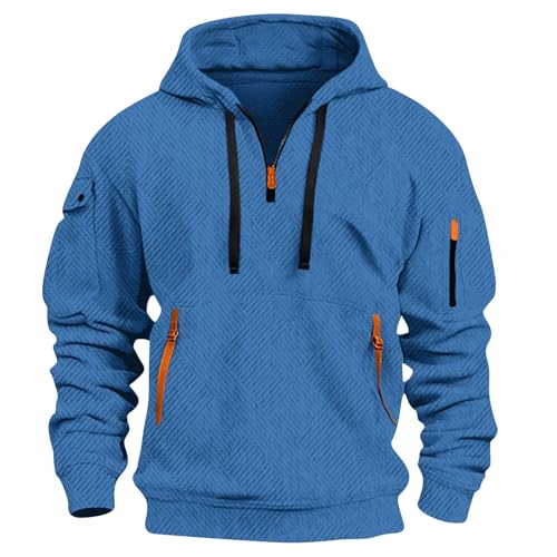 Ymosrh Men's Casual Hoodies, Long Sleeve Cargo Tactical Hooded Sweatshirts Outdoor Hiking Hoodie Pullover, S-3XL