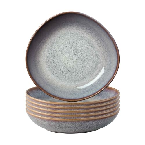 Villeroy & Boch like. by Lave Beige Schalen 6er Set, 21 cm, Flache Schale für Pasta & Suppe, Skandinavisches Design, Steingut, Beige