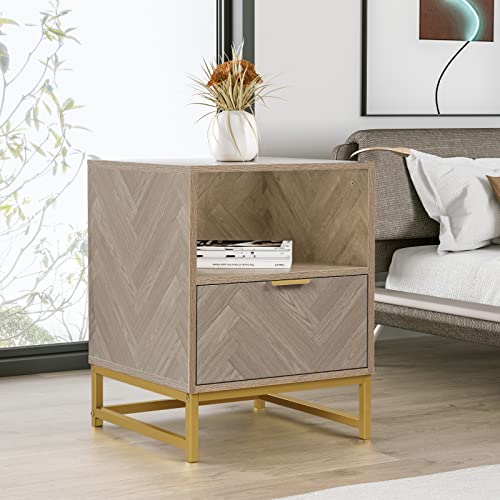 Anmytek Modern Wood Nightstand Accent Sofa Table Farmhouse Style Bedside Table With Drawer And Open Shelf End Table For Living Room Bedroom H0054 #TOP5