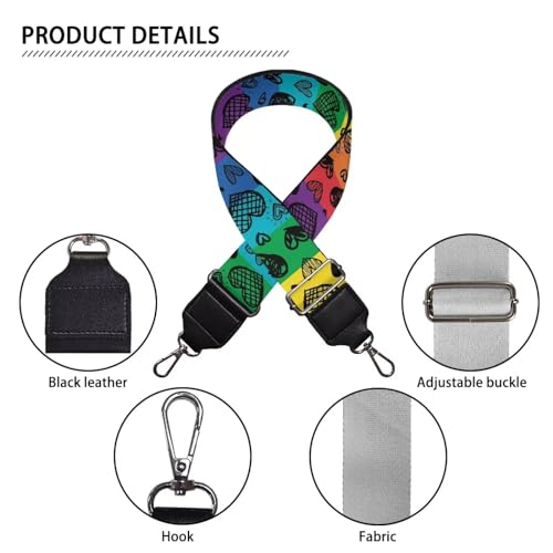 Image of TODIYADDU Colorful Heart Bag Straps Shoulder Strap Replacement Adjustable Straps Purse Extender Shoulder Strap Bag Strap Crossbody for Women Students Suitable for Handbag Computer Bag