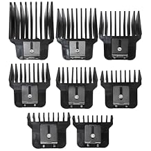 8 Pack Clipper Guards for W*ahl Detailer & for Andis T-Outliner & Baby-liss PRO, 1/32" to 11/4" Universal Hair Clipper Guards Set, Snap-on Blade Combs with Springs for Most Hair Clippers, Black
