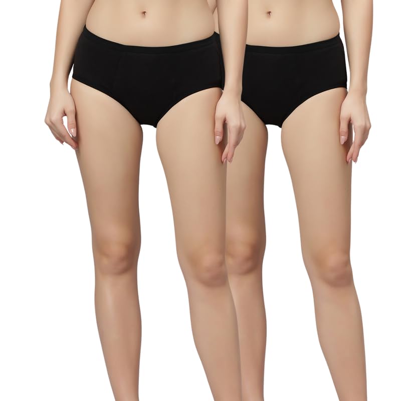 Image of GLAMORAS Cotton Reusable Period Panty for Women | No Stain, Leak Proof, Comfortable Period Panties | No Pads Period Underwear Suitable for Medium to Heavy Flow - (Pack of 2)
