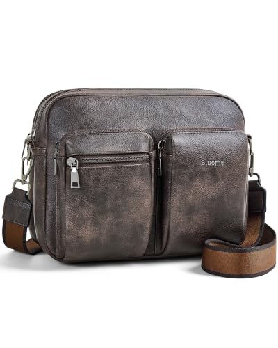 Image of Bluome Crossbody Purse for Women Multi Pocket Crossbody Bag with 3 Front Pockets Leather Shoulder Bag Everyday Travel Bag