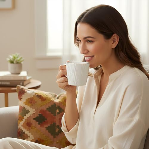 Image of U.P.C. Ceramic Tea Cups Set of 6| Microwave & Dishwasher Safe Cup Set of 6 for Tea & Coffee | Premium Coffee Mugs Set of 6 | Stylish Cups for Home & Office with Bone-Ash Free-150ml.