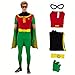 Pmnoyal Robin Cartoon Superhero Team leader Costume Men Halloween Jumpsuit Women Cartoon Cosplay Top Pants for Adult M