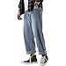 DOSLAVIDA Men's Work Jeans Casual Hip Hop Cargo Solid Color Loose Fit Straight Wide Leg Cotton Denim Pants with Zipper