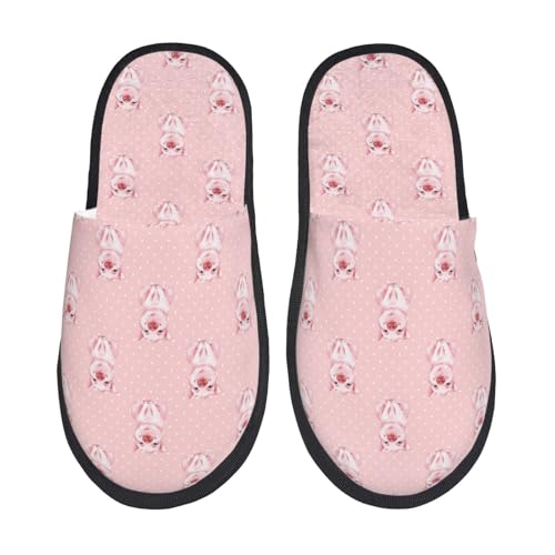Pig Polka Dot Print House Slippers For Women And Men,Soft Slippers With Memory Foam,Non-Slip Indoor Home Shoes