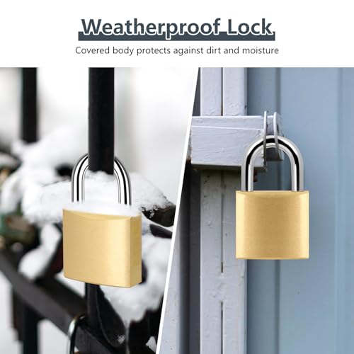 Image of 4 Pack Small Padlock with 4 Same Keys Thicken Locker Lock 1.18inch 30mm Small Solid Brass Padlock Weatherproof for Gym Case Backpack Luggage Hasp Storage