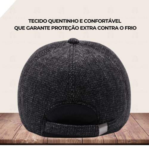 Boné Masculino C/Protetor de Orelhas Design Moderno Cor:Preto;Tamanho:Ajustável