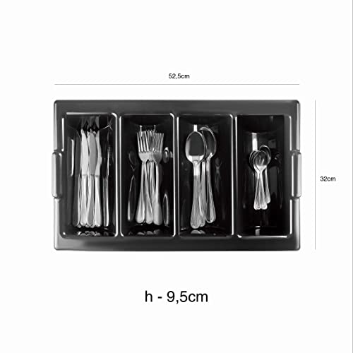 Miniatura 4 de Lacor - 33121 - Cubertero Gn, Organizador De Cubiertos, Contiene 4 Compartimentos Para Utensilios De Cocina, Recipiente De Polipropileno, 52,5x32x9,5 Cm, Negro