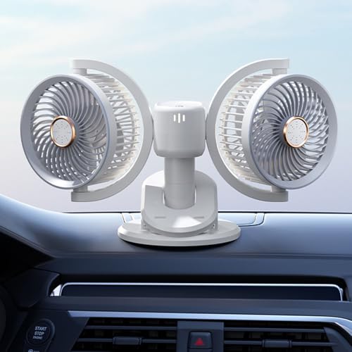 Ventilador de doble cabeza con clip y luz LED Gugxiom para un flujo de aire potente y ajustable 5