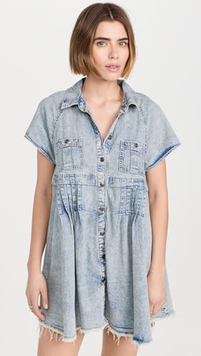 FP Movement Women\'s Ronnie Denim Dress, Worn in Wash, Blue, L - Thumbnail 2