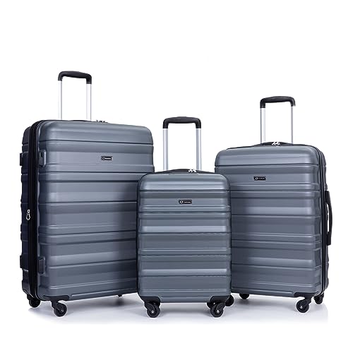 Travelhouse 3-Piece Wear-Resistant Hard Shell Spinner Suitcase Set with TSA Lock, Clear, 20/24/28 inches