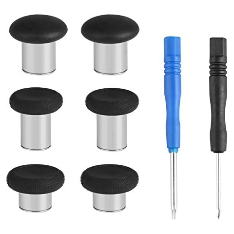Linkstyle 6-Pack Black Replacement Analog Stick Thumbsticks Thumb Stick Joystick for Playstation 4 PS4 Controller/Xbox One Elite Controller/Switch Pro Controller Cover