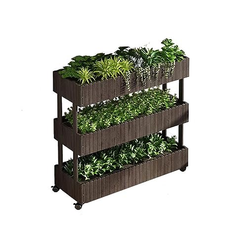 Jardinera de 3 niveles con ruedas para evitar dolores de espalda en patio