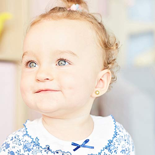 14k Yellow Gold Young Girl's Cultured Pearl Braided Bezel Screw Back Earrings - Small Beautiful Stud Earrings for Children2