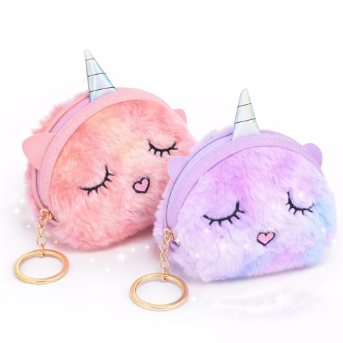 Porte-monnaie licorne en peluche pour ne plus perdre les clés et l'argent du goûter