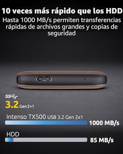 Intenso External SSD TX500 1TB USB-C 3.2 Gen 2X1 disco duro sólido portátil externo rápido 2