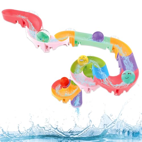 Bath Toys for Kids Ages 4-8, Toddler Bath Toys Water Track, 32 PCS Bathtub Toys for Preschool Child with Slide Duck, Mold Free Shower Water Toys with Suction Cups, Ideal Christmas Birthday Gift