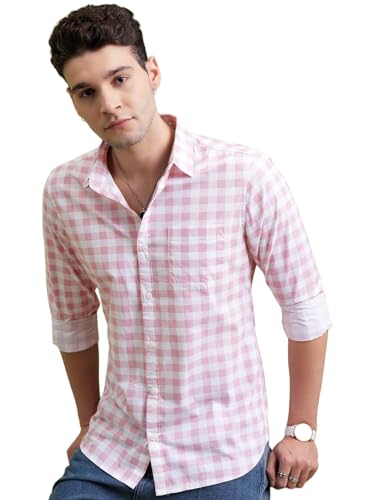 Image of Highlander Men's Slim Fit Checks Shirt | Full Sleeves | Regular Collar | Casual Shirts for Men