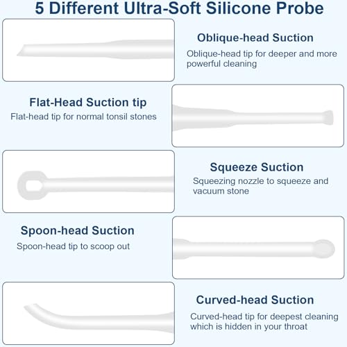 Image of Tonsil Stone Remover Tool with 6-Level Suction for Bad Breath Prevention Dental Care Set - 3Pcs Tartar Scrapers, Plaque Remover & Mirror, 304 Stainless Steel Teeth Cleaning Tools (Black)