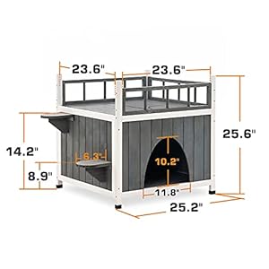 Mcombo Cat House Shelter Outdoor Indoor Feral Cat Enclosures Condo Small Pet Dog House with Escape Door Waterproof for Outside Gray 1288ey  Cucciolini Doodles Mcombo cat house shelter outdoor indoor feral cat enclosures condo small pet dog house with escape door waterproof for outside gray 1288ey   cucciolini doodles