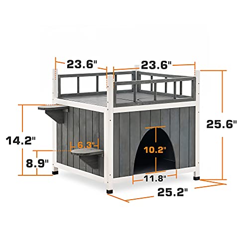 Mcombo Cat House Shelter Outdoor Indoor Feral Cat Enclosures Condo Small Pet Dog House with Escape Door Waterproof for Outside Gray 1288ey  Cucciolini Doodles Mcombo cat house shelter outdoor indoor feral cat enclosures condo small pet dog house with escape door waterproof for outside gray 1288ey   cucciolini doodles