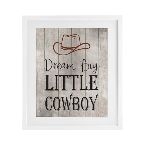 Impression Dream Big Little Cowboy sous verre Stupell pour cadeau de naissance