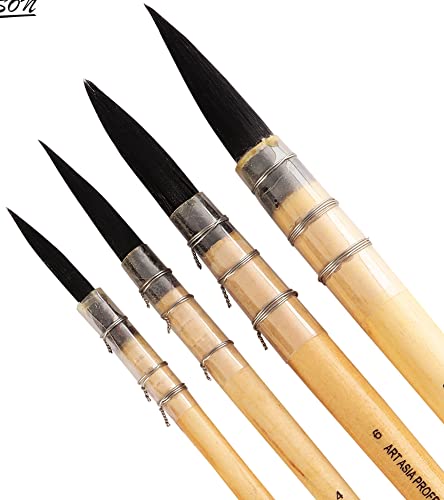 Image of Art Asia Synthetic Hair Mop Brush for Painting, Watercolor and Acrylic Paintbrush Set for Artists Paint Brush, Set of 4