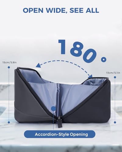 Image of WANDF PU Leather Toiletry Bag for Men, Dopp Kit with Hanging Pouch