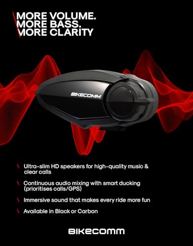 Intercomunicador Bluetooth para motocicleta BIKECOMM BK-S2 con audio multitarea de carbono 3