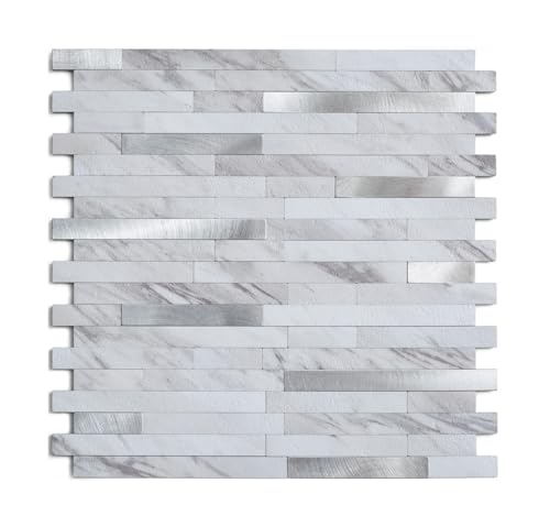 Azulejos para salpicaduras de cocina en acabado piedra blanca Volakas, 11.2 sq ft 2