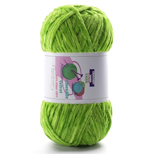 Image of Plush Chunky Chenille Yarn, Fluffy Velvet Yarn for Crocheting, Soft Thick Bulky Yarn for Knitting and Making Clothes, Hats, Scarves, Blankets, Cushions(3.5oz 196.8yds Each (Autumn Green)