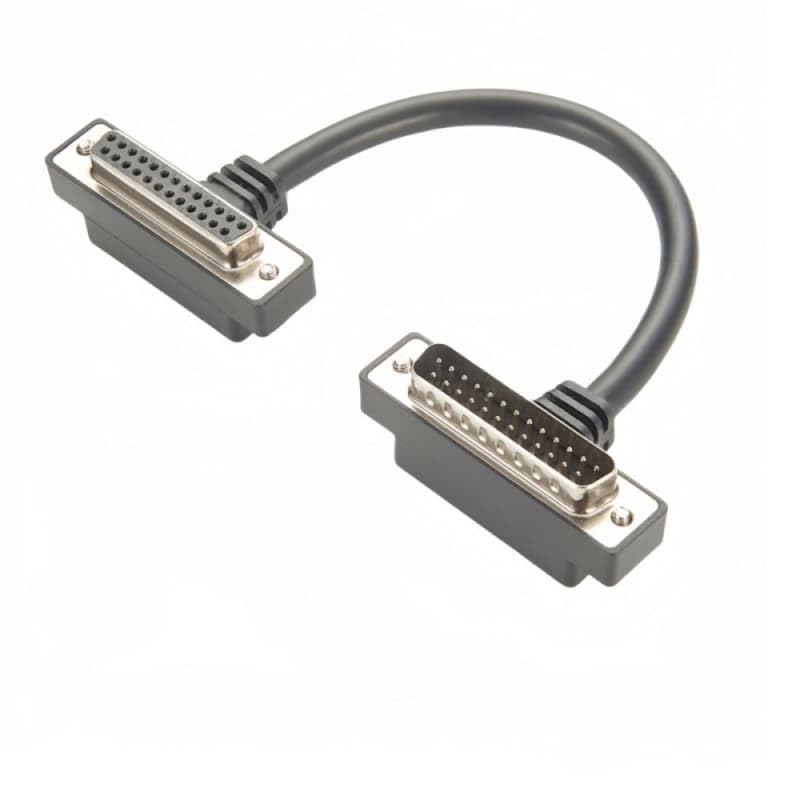 DB25 Male-to-Female Extension Cable with up and Down Bends, Right Angle Ultra-Thin DB25 pin Gender Conversion Connector, Printer Cable.