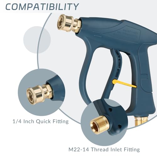 Image of Sooprinse High Pressure Washer Gun 3000 PSI Max, Power Washer Short Gun, High Pressure Spray Gun with 1 /4 Inch Quick Connector, M22-14