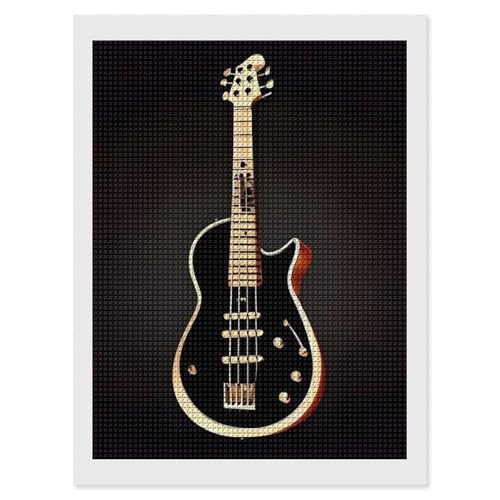 Peinture diamant guitare noire 5D pour décorer votre salon de musique