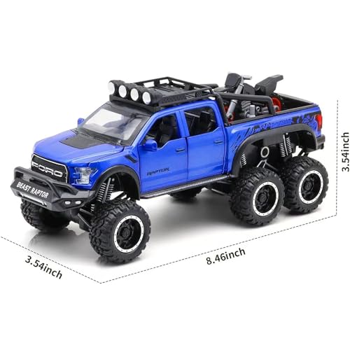 Image of Exclusive Raptor 1:24 Diecast Metal Toy Car for Kids Die Cast Metal Pullback Toy car with Openable Doors Light Music Boys Gifts Toys