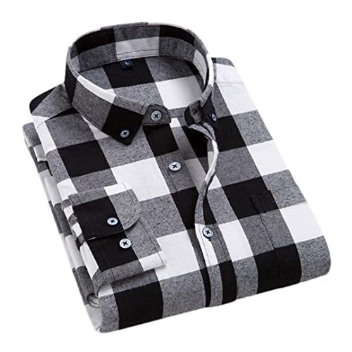 Chemise flanelle à carreaux homme idéale pour un look rétro décontracté en automne Pohullan 4XL