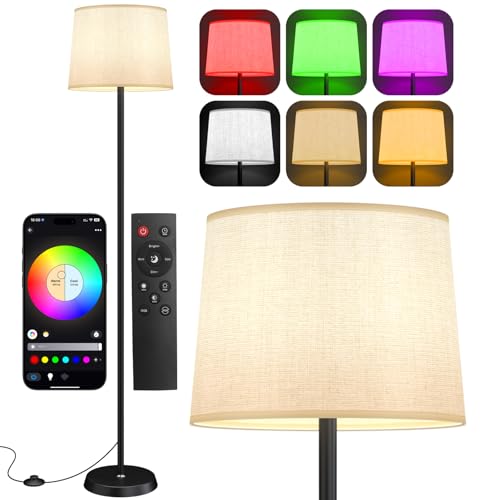 Gorzenoon Floor Lamp for Living Room Bedroom,Modern Floor Lamp with Remote, Simple Design with Beige...