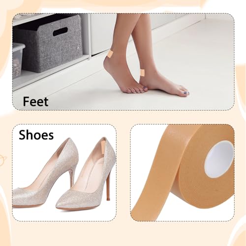 Image of 4 Rolls Tape Adhesive Pads Blister Prevention Tape, Patches for Pointe Shoes Foot Heel Toe Protector Pads, Anti-wear Heel Pads Foam Tape Waterproof Bandages Prevention Skin Feet Chafing
