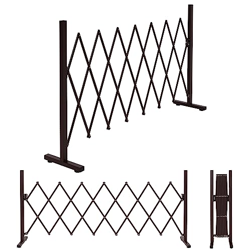 Recinto barriera a fisarmonica estensibile HWC-K56 acciaio alluminio 103x31-200x31cm marrone