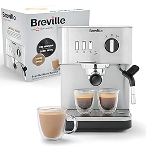 Breville Bijou Barista Siebträgermaschine | automatischer und manueller Vollautomat| Espressomaschine/Kaffeemaschine für Cappuccino & Milchkaffee | Pumpe mit 15 Bar | Dampfdüse | Silber [VCF149X]